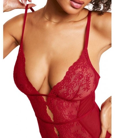 Rosie Women's Crotchless Bodysuit Lingerie Red $37.48 Lingerie