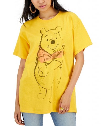 Juniors' Winnie The Pooh Sketch Cotton T-Shirt Gold $13.80 Tops