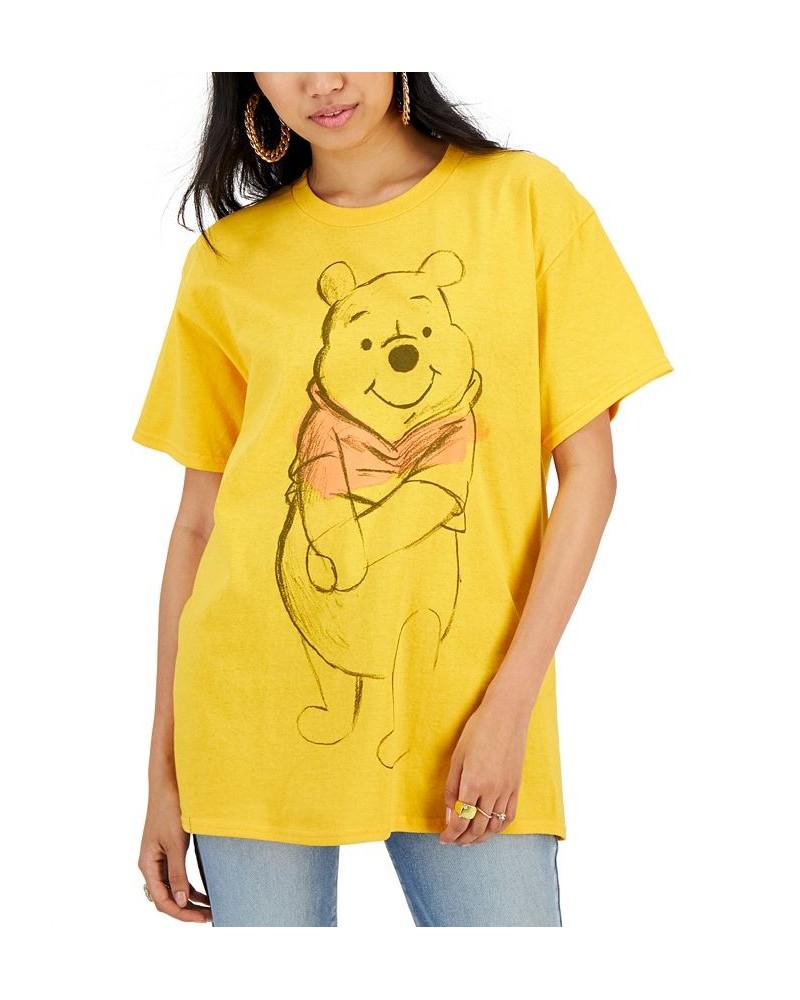 Juniors' Winnie The Pooh Sketch Cotton T-Shirt Gold $13.80 Tops