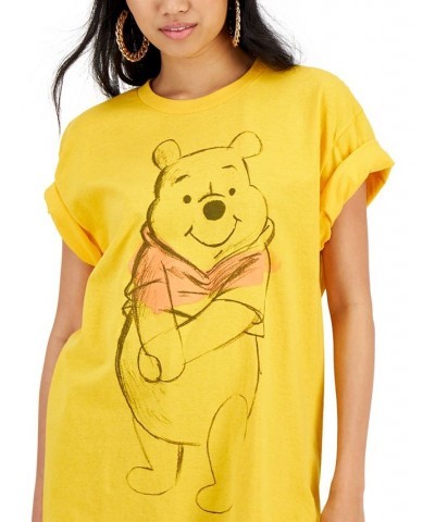 Juniors' Winnie The Pooh Sketch Cotton T-Shirt Gold $13.80 Tops