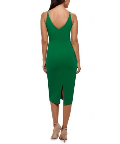 Side-Ruched Midi Dress Green $85.57 Dresses