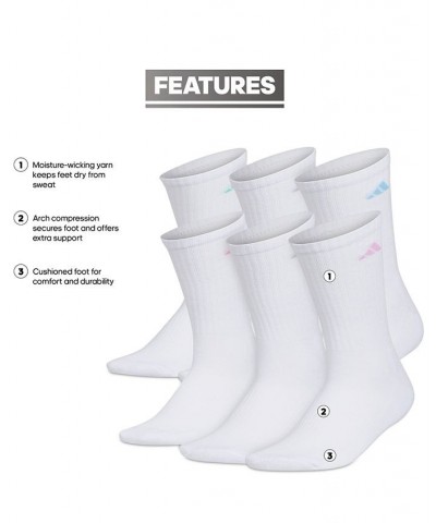 Women's 6-Pk. Athletic Cushioned Crew Socks White/clear Sky Blue/bliss Lilac Purple $12.00 Socks