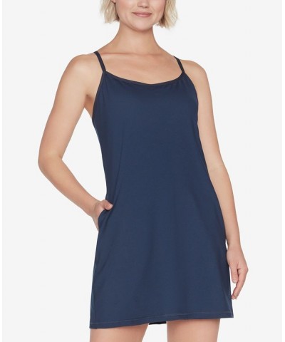 Women's GO STRETCH Strappy Racerback Active Dress Blue $21.20 Dresses