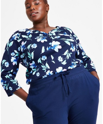 Plus Size Big Sur Sweatshirt & Knit Drawstring Pants Blue $10.79 Pants