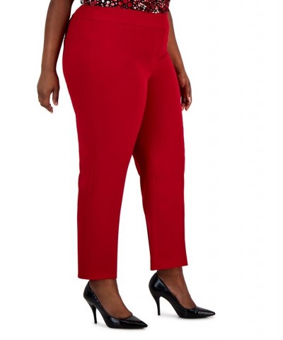 Plus Size Straight-Leg Modern Dress Pants Red $39.60 Pants