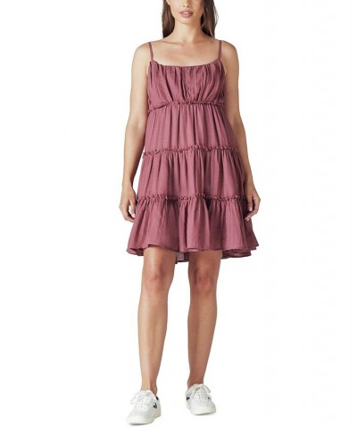 Women's Tiered Dress Burgundy $40.33 Dresses