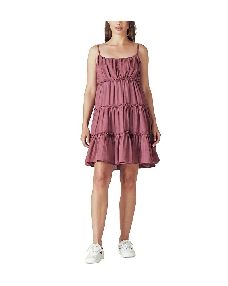 Women's Tiered Dress Burgundy $40.33 Dresses