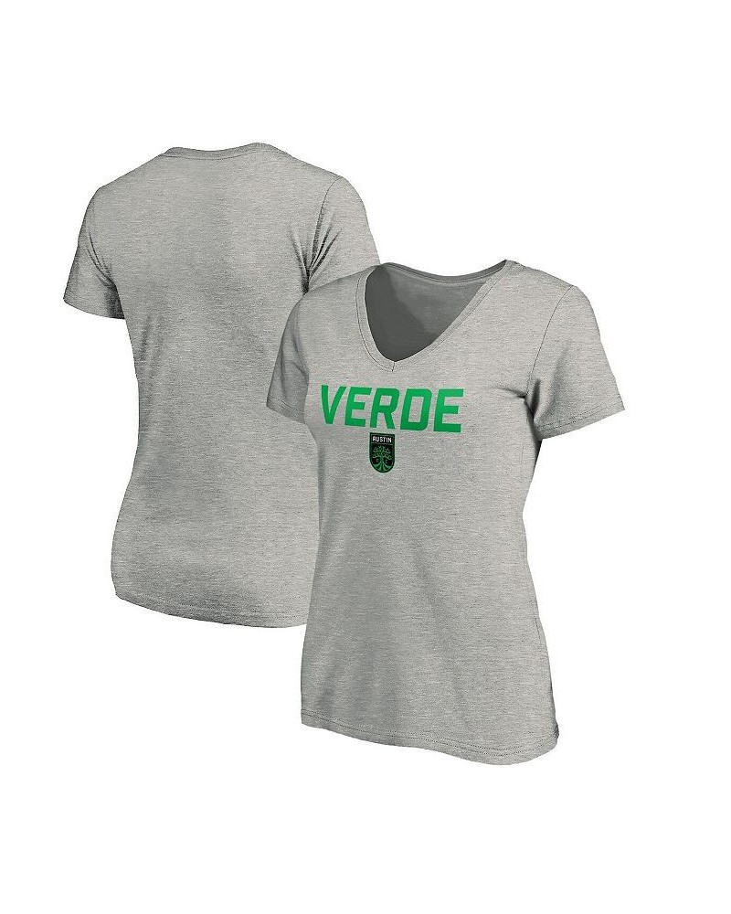 Women's Branded Heather Gray Austin FC Verde V-Neck T-shirt Heather Gray $19.75 Tops