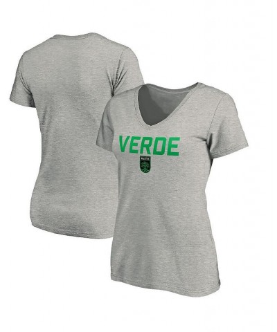 Women's Branded Heather Gray Austin FC Verde V-Neck T-shirt Heather Gray $19.75 Tops