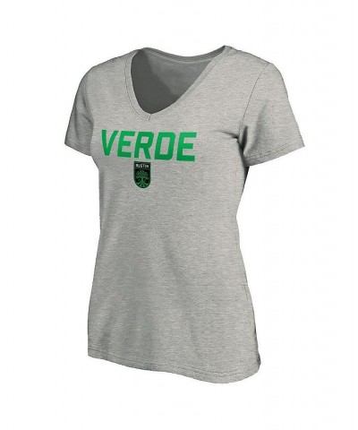 Women's Branded Heather Gray Austin FC Verde V-Neck T-shirt Heather Gray $19.75 Tops