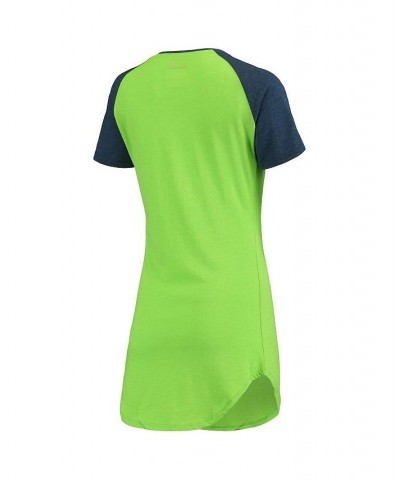 Women's Seattle Seahawks Meter Raglan V-Neck Knit Nightshirt Neon Green, Heathered College Navy $22.88 Pajama