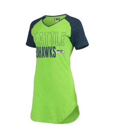 Women's Seattle Seahawks Meter Raglan V-Neck Knit Nightshirt Neon Green, Heathered College Navy $22.88 Pajama