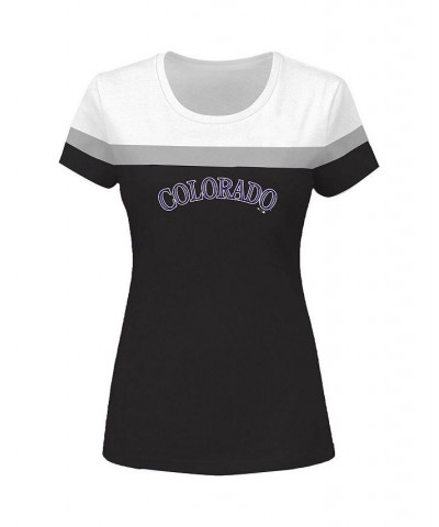 Women's White and Black Colorado Rockies Plus Size Colorblock T-shirt White, Black $21.12 Tops