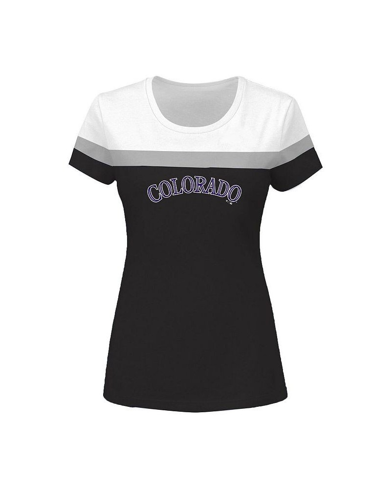 Women's White and Black Colorado Rockies Plus Size Colorblock T-shirt White, Black $21.12 Tops