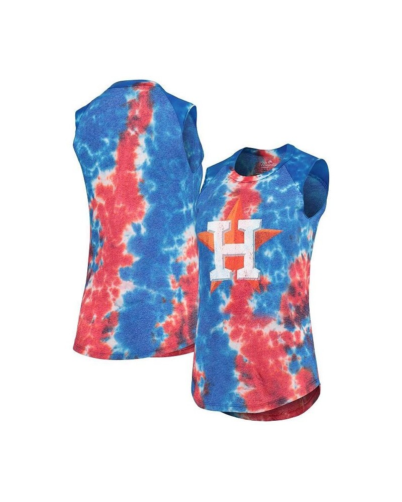 Women's Threads Red and Blue Houston Astros Tie-Dye Tri-Blend Muscle Tank Top Red, Blue $23.10 Tops