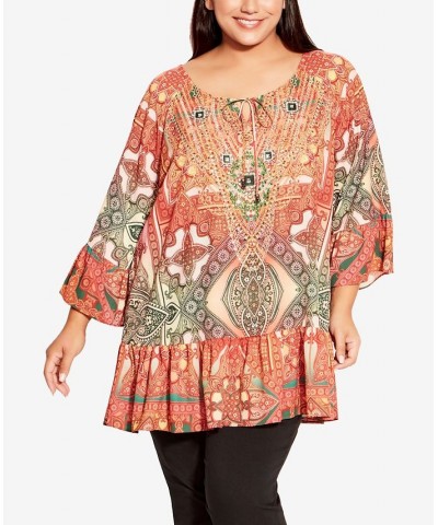 Plus Size Zelma Tunic Top Coastal Tile $32.56 Tops