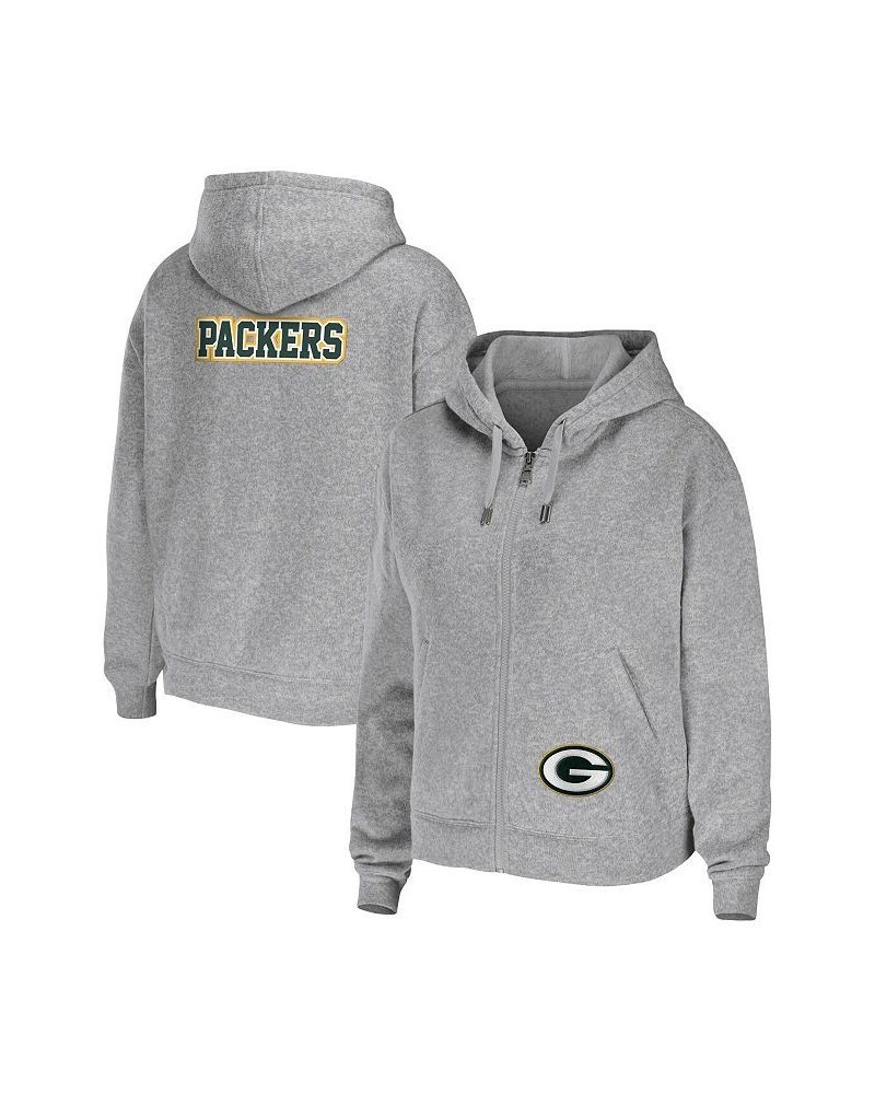 Women's Heather Gray Green Bay Packers Plus Size Full-Zip Hoodie Gray $40.70 Sweatshirts