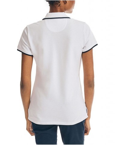 Women's Sustainably Crafted Ocean Spilt Neck Polo Top White $23.06 Tops