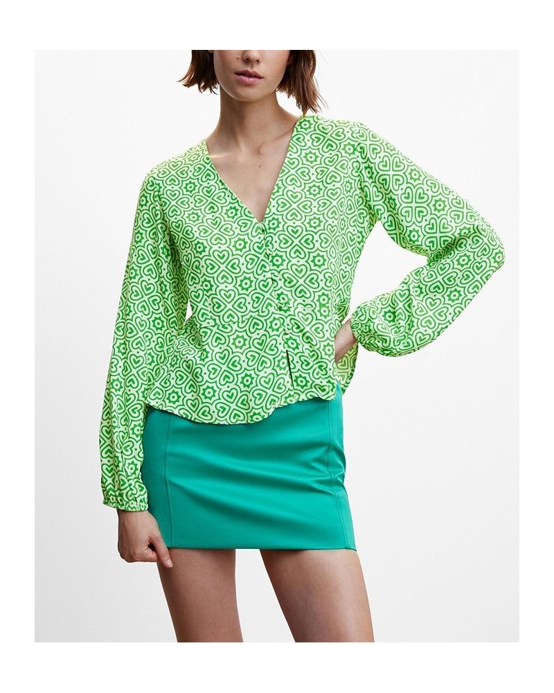 Women's Geometric-Print Blouse Green $24.08 Tops