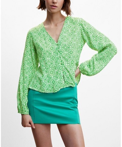 Women's Geometric-Print Blouse Green $24.08 Tops