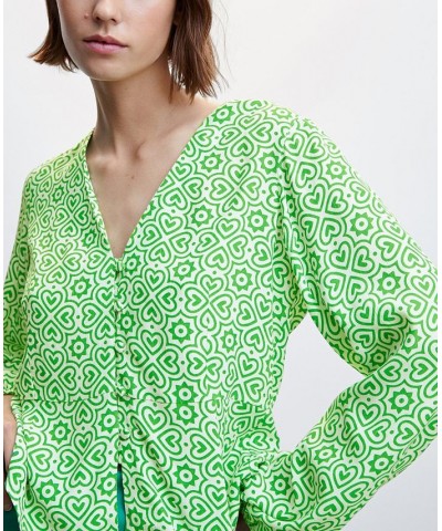 Women's Geometric-Print Blouse Green $24.08 Tops