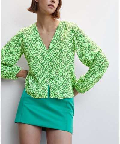 Women's Geometric-Print Blouse Green $24.08 Tops