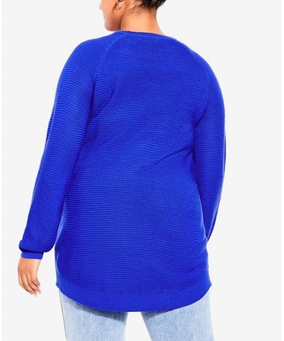 Trendy Plus Size Zip Front Sweater Blue $35.60 Sweaters