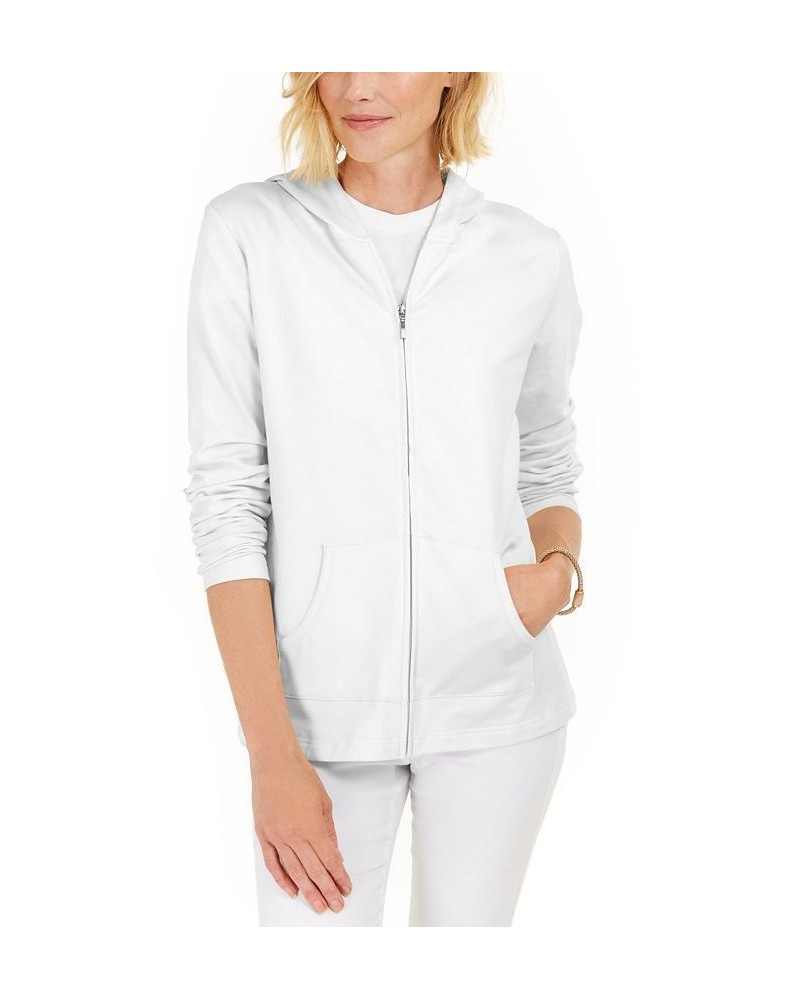 Long Sleeve Zip-Front Hoodie Bright White $15.11 Sweatshirts