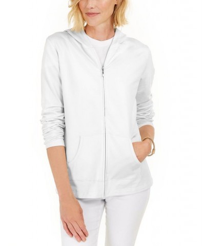 Long Sleeve Zip-Front Hoodie Bright White $15.11 Sweatshirts