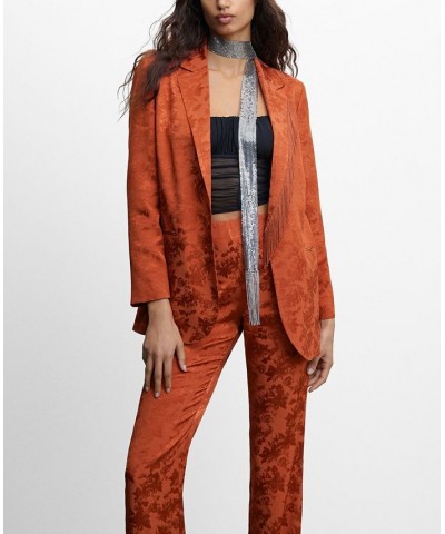 Women's Jacquard Blazer Orange $67.20 Jackets