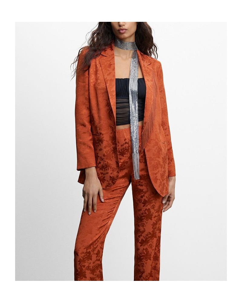 Women's Jacquard Blazer Orange $67.20 Jackets