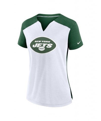 Women's White Green New York Jets Impact Exceed Performance Notch Neck T-shirt White, Green $22.05 Tops