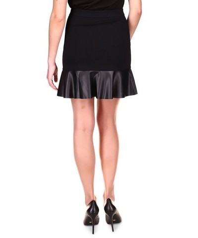 Women's Mixed-Media Flare Skirt Black $34.54 Skirts