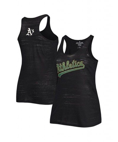 Women's Black Oakland Athletics Plus Size Swing for the Fences Tri-Blend Racerback Tank Top Black $27.26 Tops