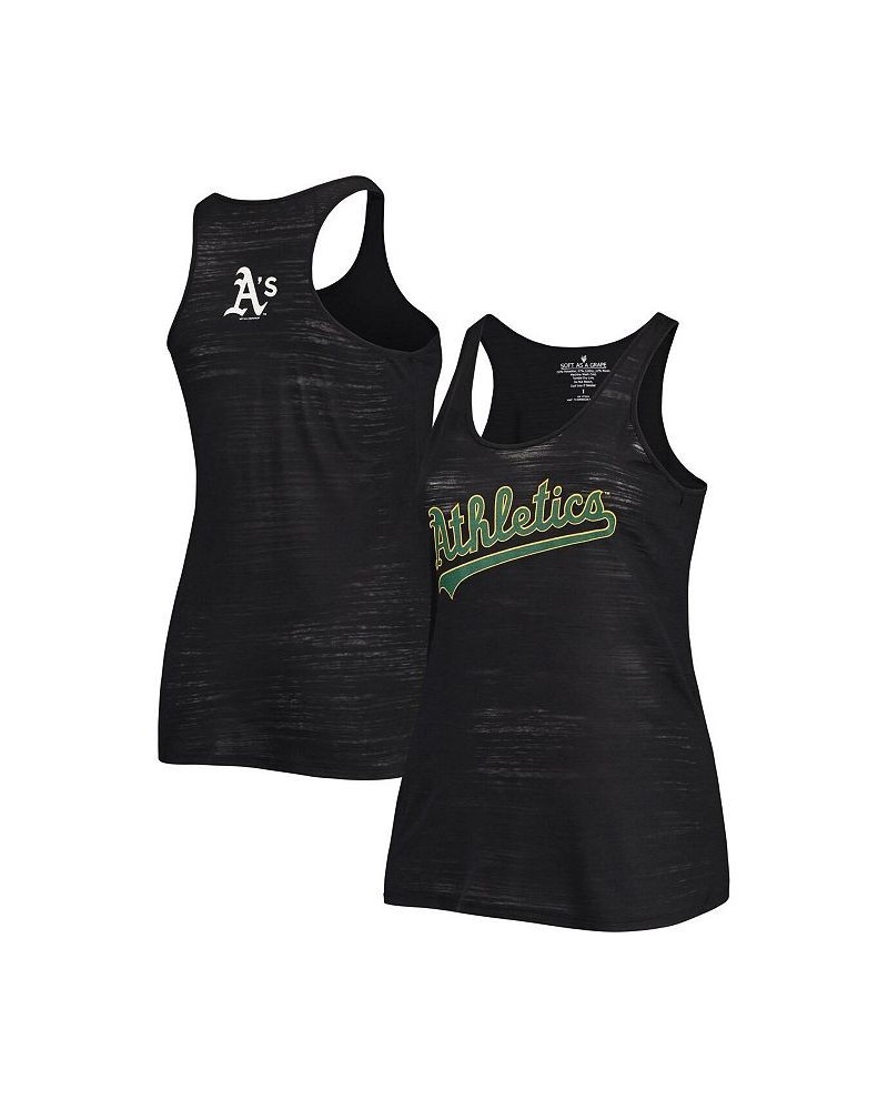 Women's Black Oakland Athletics Plus Size Swing for the Fences Tri-Blend Racerback Tank Top Black $27.26 Tops