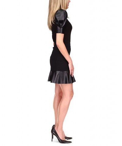 Women's Mixed-Media Flare Skirt Black $34.54 Skirts