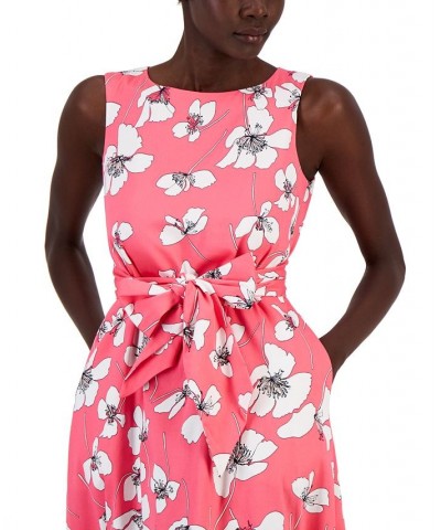 Women's Floral-Print Fit & Flare Midi Dress Pink $58.11 Dresses