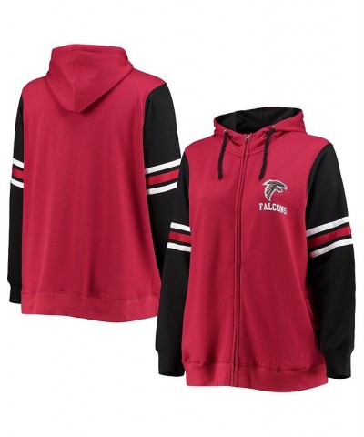 Women's Branded Red Black Atlanta Falcons Plus Size Primary Logo Script Full-Zip Hoodie Red, Black $35.20 Sweatshirts