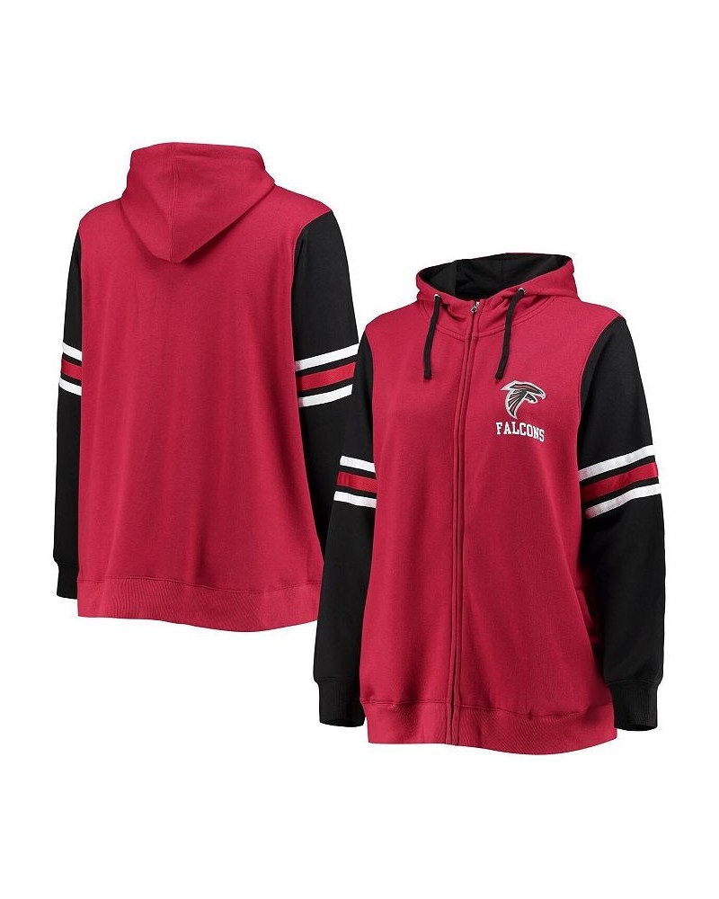 Women's Branded Red Black Atlanta Falcons Plus Size Primary Logo Script Full-Zip Hoodie Red, Black $35.20 Sweatshirts