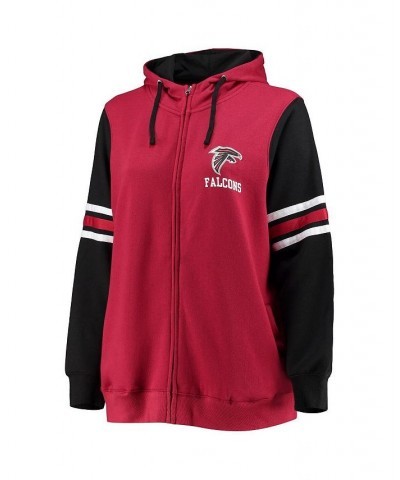 Women's Branded Red Black Atlanta Falcons Plus Size Primary Logo Script Full-Zip Hoodie Red, Black $35.20 Sweatshirts