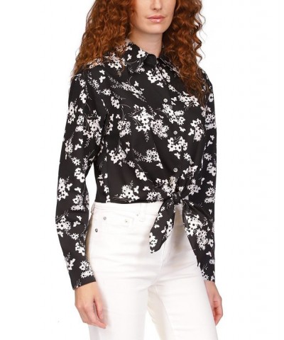 Women's Cotton Botanical Tie Shirt Multi $33.02 Tops