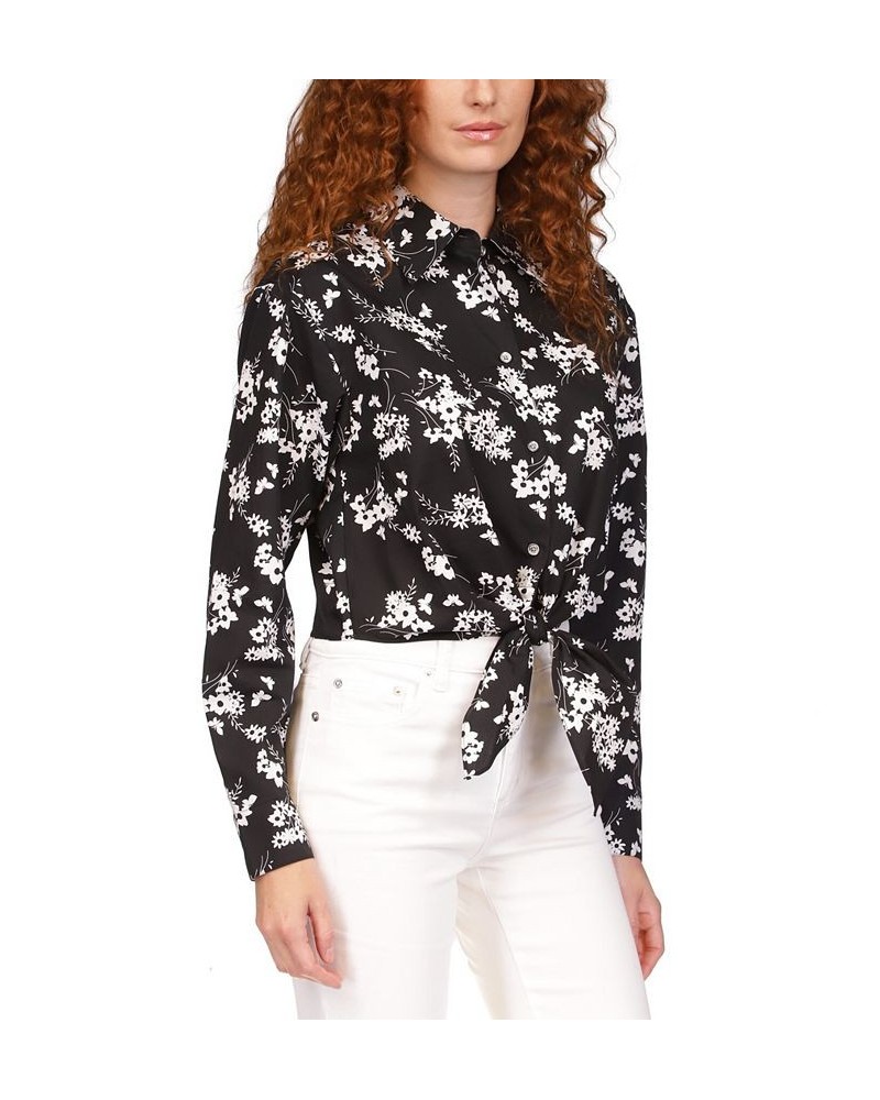 Women's Cotton Botanical Tie Shirt Multi $33.02 Tops