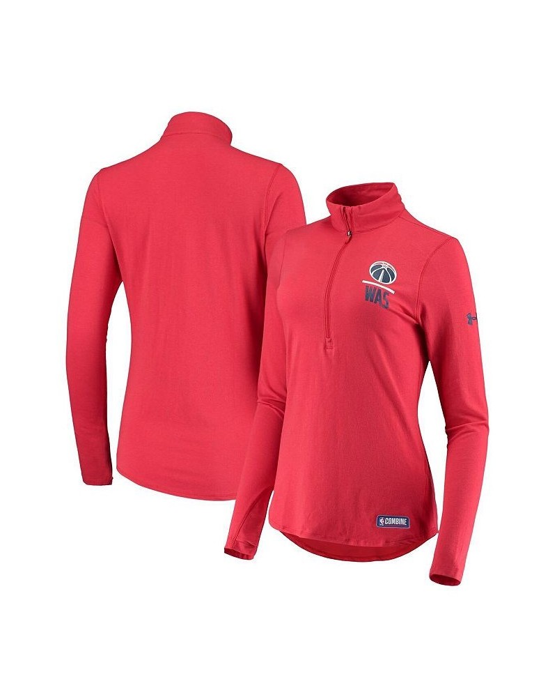 Women's Red Washington Wizards Combine Authentic Lockup Tri-Blend Performance Half-Zip Jacket Red $36.75 Jackets