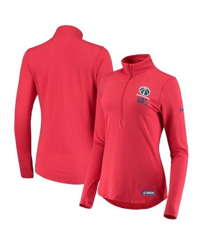 Women's Red Washington Wizards Combine Authentic Lockup Tri-Blend Performance Half-Zip Jacket Red $36.75 Jackets