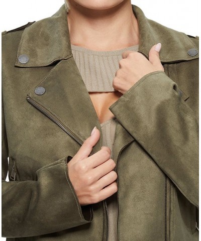 Monica Faux Leather Moto Jacket Green $48.21 Jackets