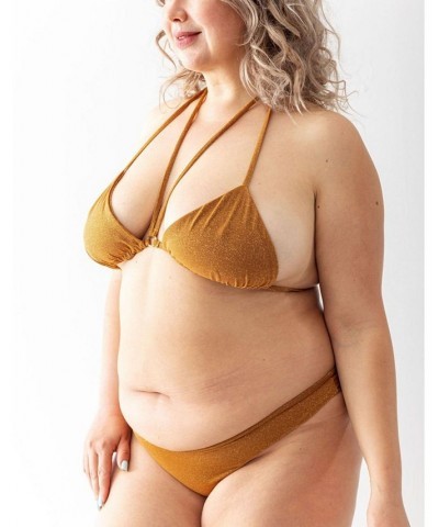 Adult Women's Plus Size Noami Criss-Cross Bikini Top Gold $46.75 Swimsuits