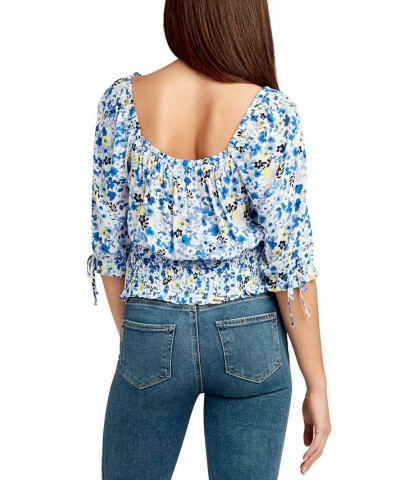 Juniors' Floral-Print Smocked-Waist Peasant Top Pat J $21.56 Tops