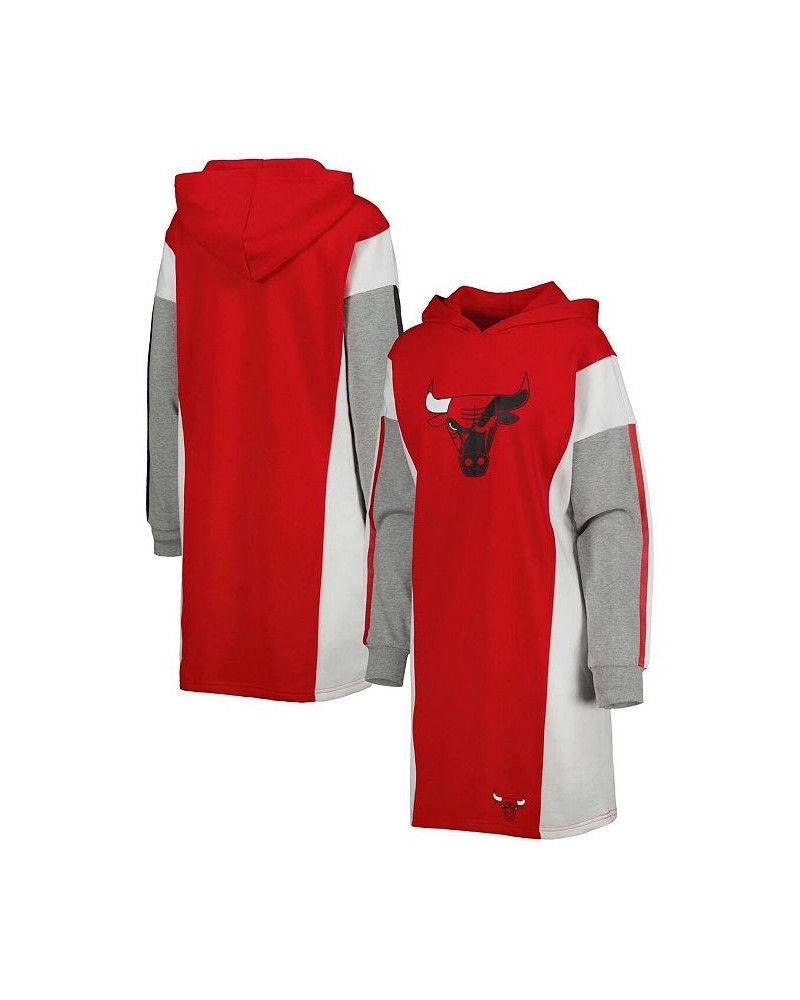 Women's Red White Chicago Bulls Bootleg Long Sleeve Hoodie T-shirt Dress Red, White $39.20 Dresses