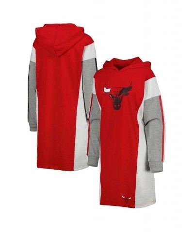 Women's Red White Chicago Bulls Bootleg Long Sleeve Hoodie T-shirt Dress Red, White $39.20 Dresses