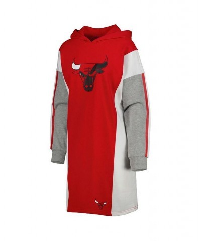 Women's Red White Chicago Bulls Bootleg Long Sleeve Hoodie T-shirt Dress Red, White $39.20 Dresses